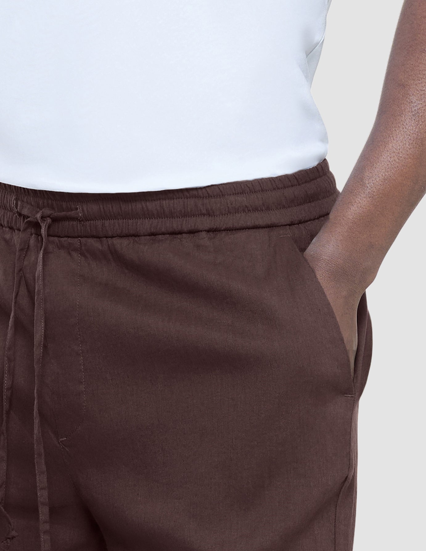 Refined Linen Pants Dark Brown